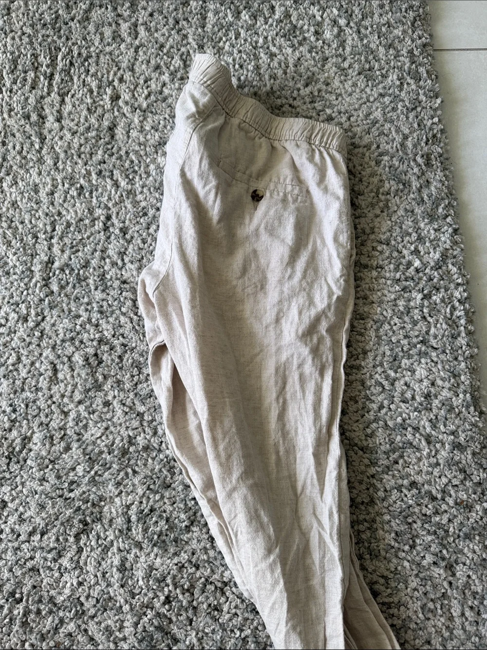 H&M Men's Light Cream Linen-Blend Joggers